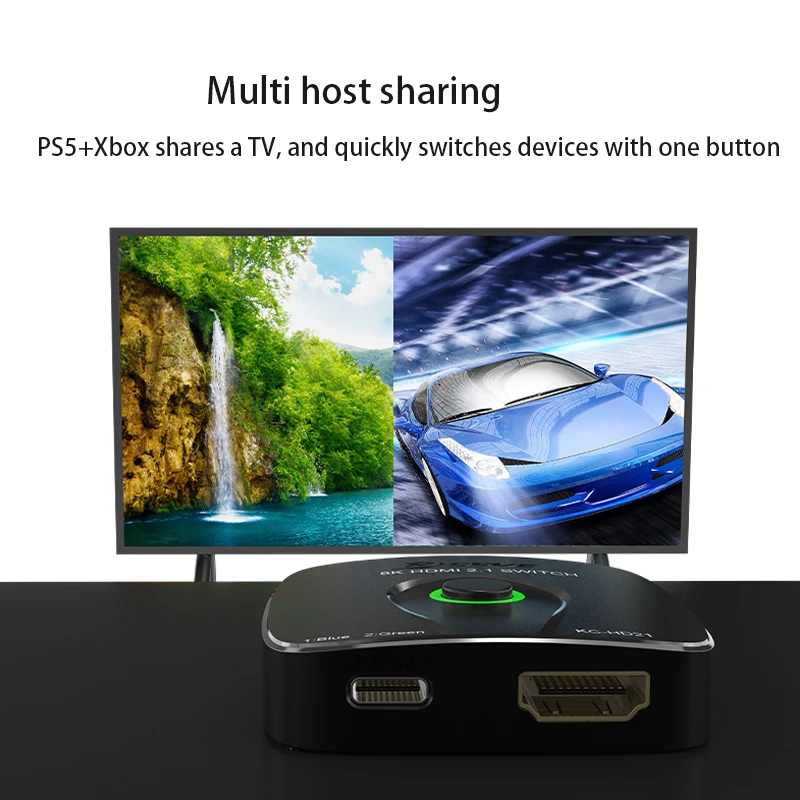 2 in 1 out HDMI-compatible HDR Switch Multi host sharing HDMI-compatible Game live screen Splitter 8K HDMI-compatible switcher