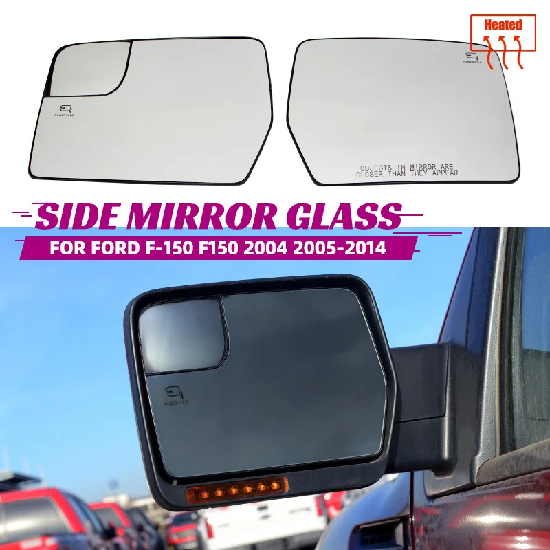 

Heated Car Front Door Side Rear View Wing Mirror Glass With Base Plate For Ford F-150 2011 2012 2013 2014 Exterior Accessories