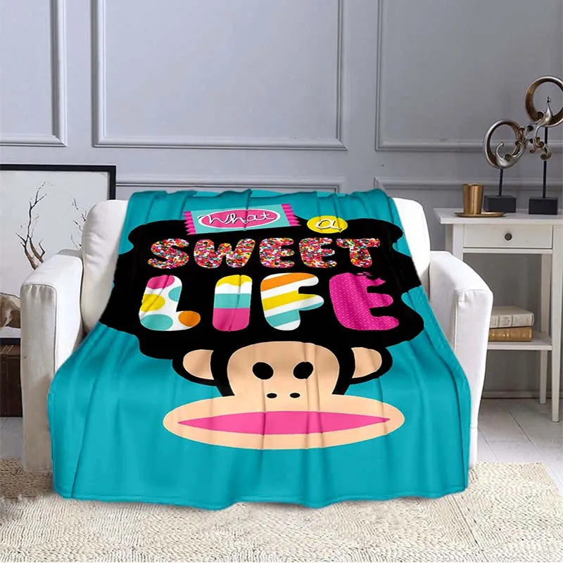 Soft warm thin blanket with cartoon big mouth monkey pattern printing Flannel Portable Comfortable Warm Blanket cooling blanket