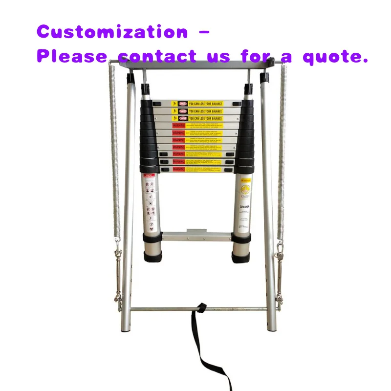 custom.Aluminum Ladder Foldable Retractable Loft Telescopic Ladder Attic Folding Ladder Home 2.6m 3.2m 3.8m