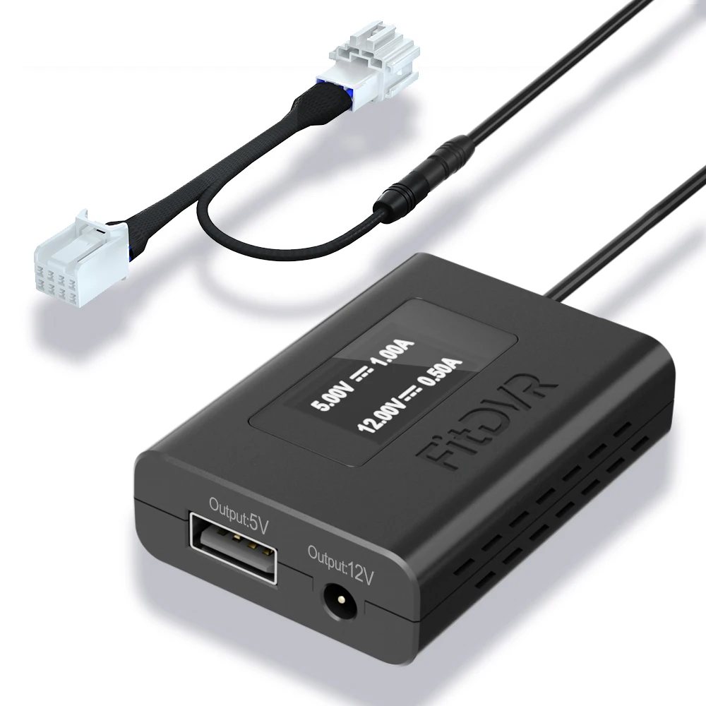 

FitDVR Dash Camera Power Adapter (8-Pin) for Honda, Connects to Overhead Console, LED Display, USB Power Source, D3-030