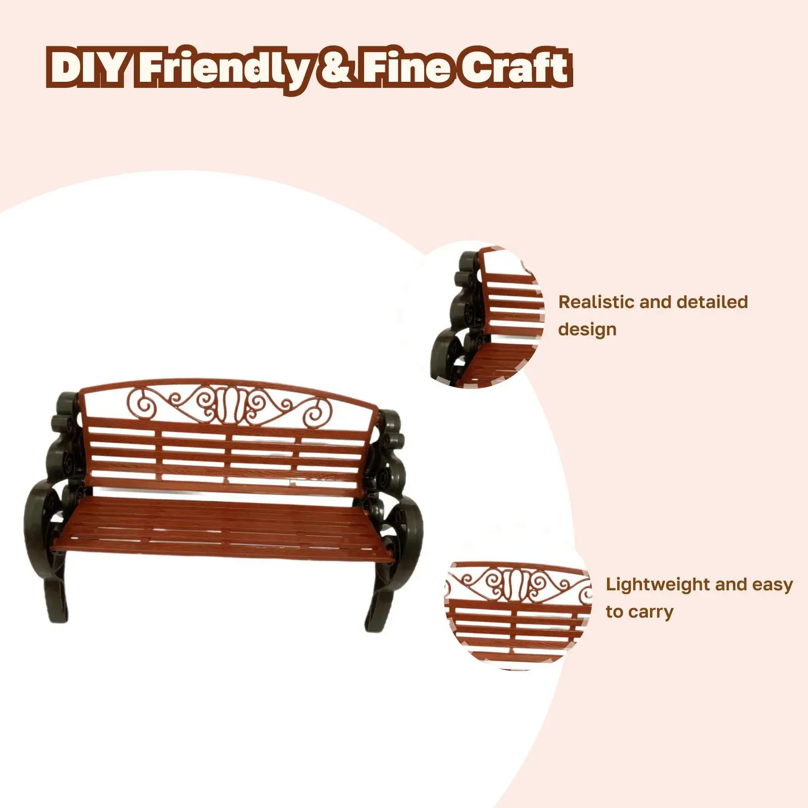 1:6 Dollhouse Garden Bench Miniature Patio Porch Chair Decorative DIY Accessories Dollhouse Furniture Chair for Furnishings