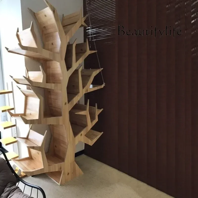 

mesa para escritório Big tree shape bookshelf creative wooden furniture window display stand model room partition floor ornament