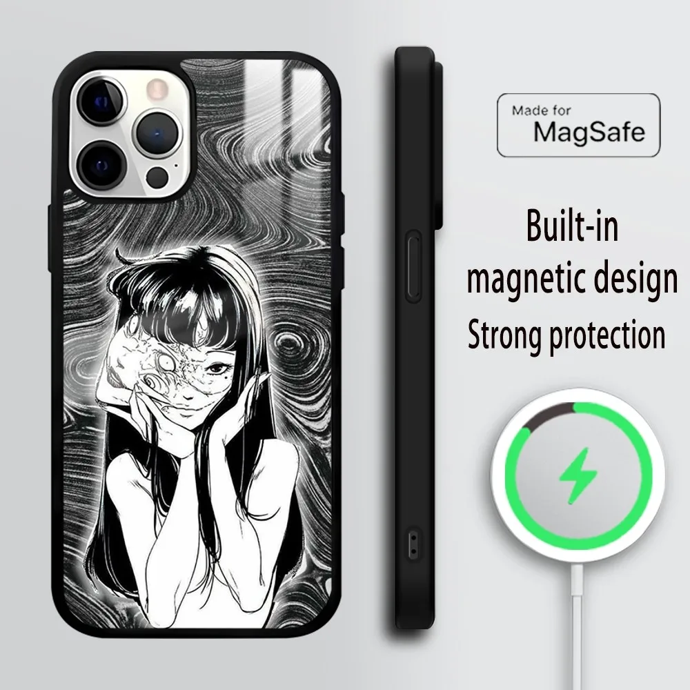 Horror Comic Junji Ito Tomie Tees Phone Case For iPhone 16 15 14 13 12 11 PRO MAX PLUS Mini Magnetic wireless mirror phone case