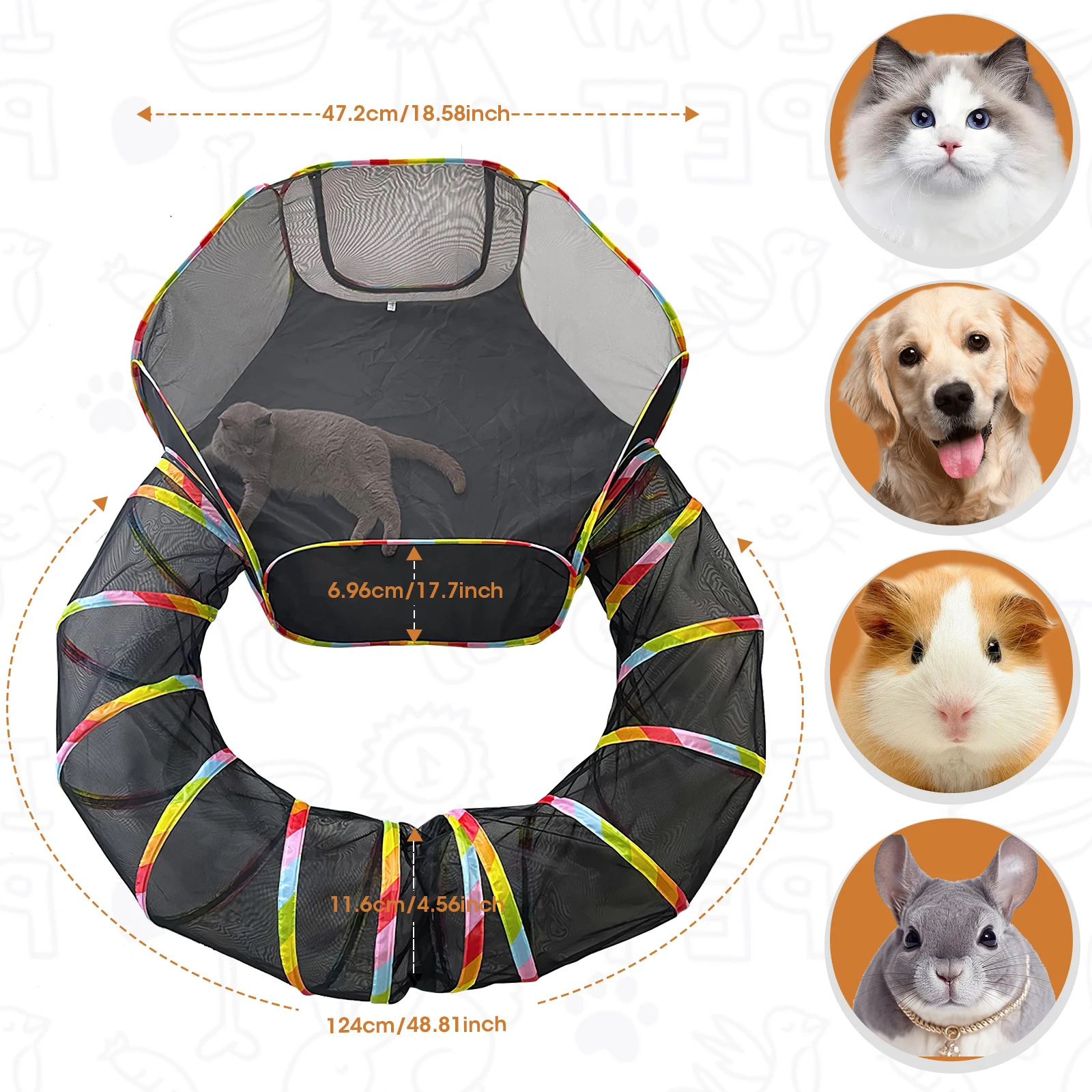 Pet cage cat tunnel portable folding suit pet tent domestication outdoor channel toy cat and dog fence