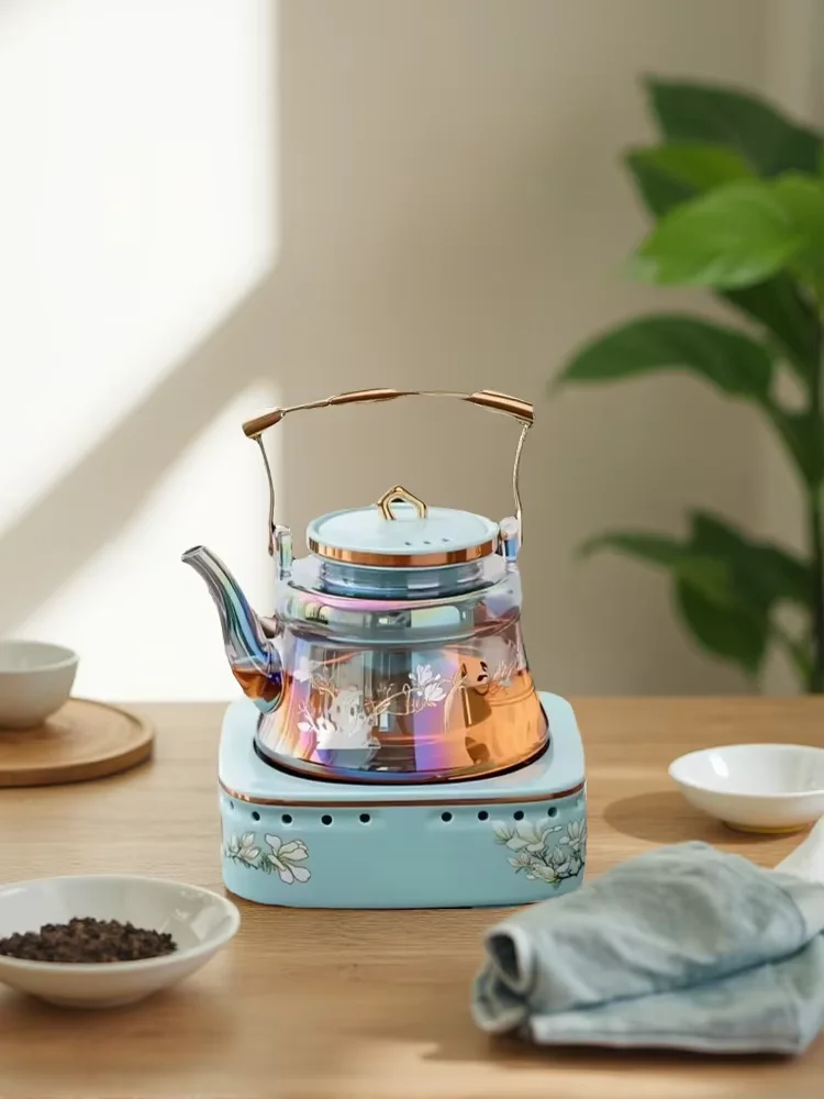 200V Household Electric Tea Heater Pot Set, Heat Resistant Fast Boiling Tea Kettle Kit for Tea Brewing LYH