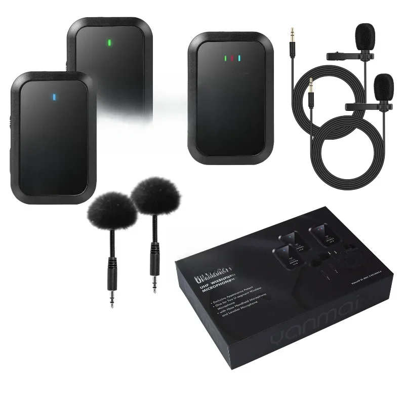 Wireless collar microphone one to two camera interview handheld long battery life wireless hose microphone