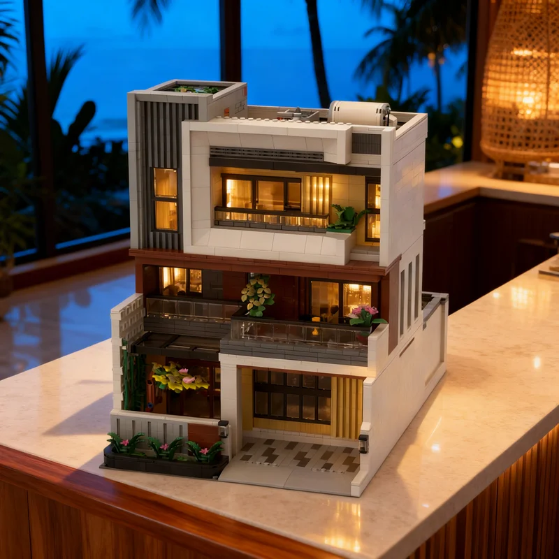 

4572pcs MOC Modern House Concept Modular Streetscape Model Building Blocks DIY Gift Creative Collectible Display Decor Premium