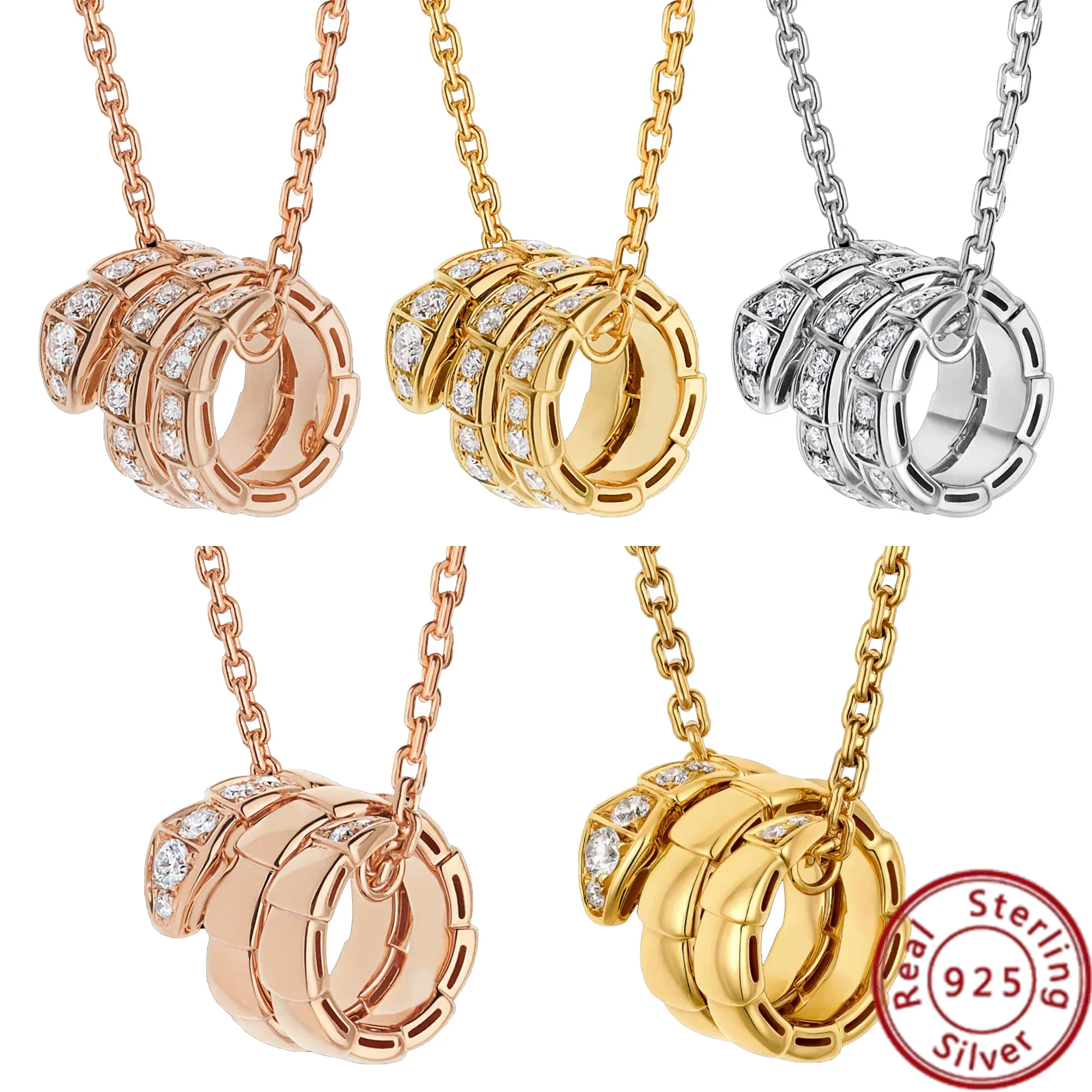 

High Quality S925 Sterling Silver Popular Snake Shape Pavé Diamond Pendant Women's Necklace, Fashionable, Charming And Noble