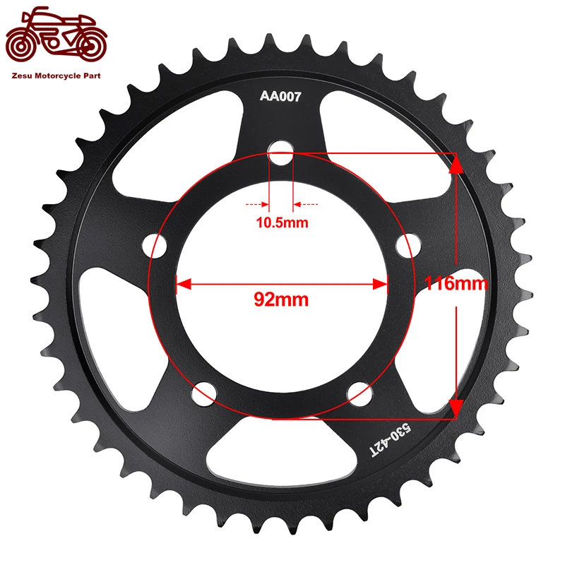 530-42T 530 42 Tooth Motorcycle Rear Sprocket 20CrMnTi For KAWASAKI ZX-14R ZX1400 Ninja 2016-2022 ZZR1400 ZZR 1400 2020-2021