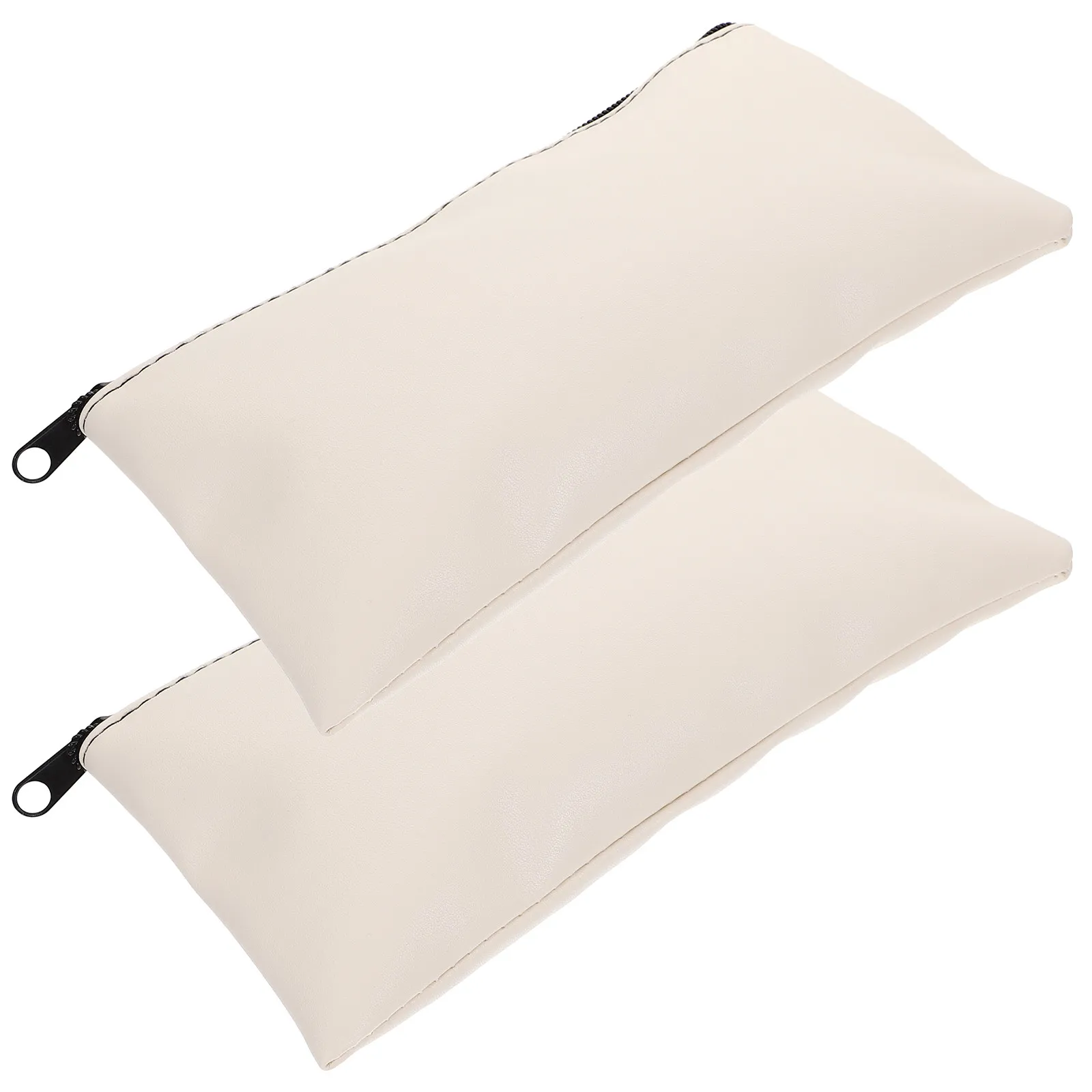 

2Pcs Money Bag PU Aluminum Alloy Cash Organizer Zipper Bill Storage Document Receipt Holder Multi Function Pouch