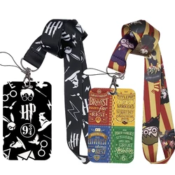 Portatarjetas de identificación de Harry Potter Hogwarts, bonito tarjetero retráctil, colgante multifunción para colgar en el cuello, funda para tarjeta de autobús, colgante