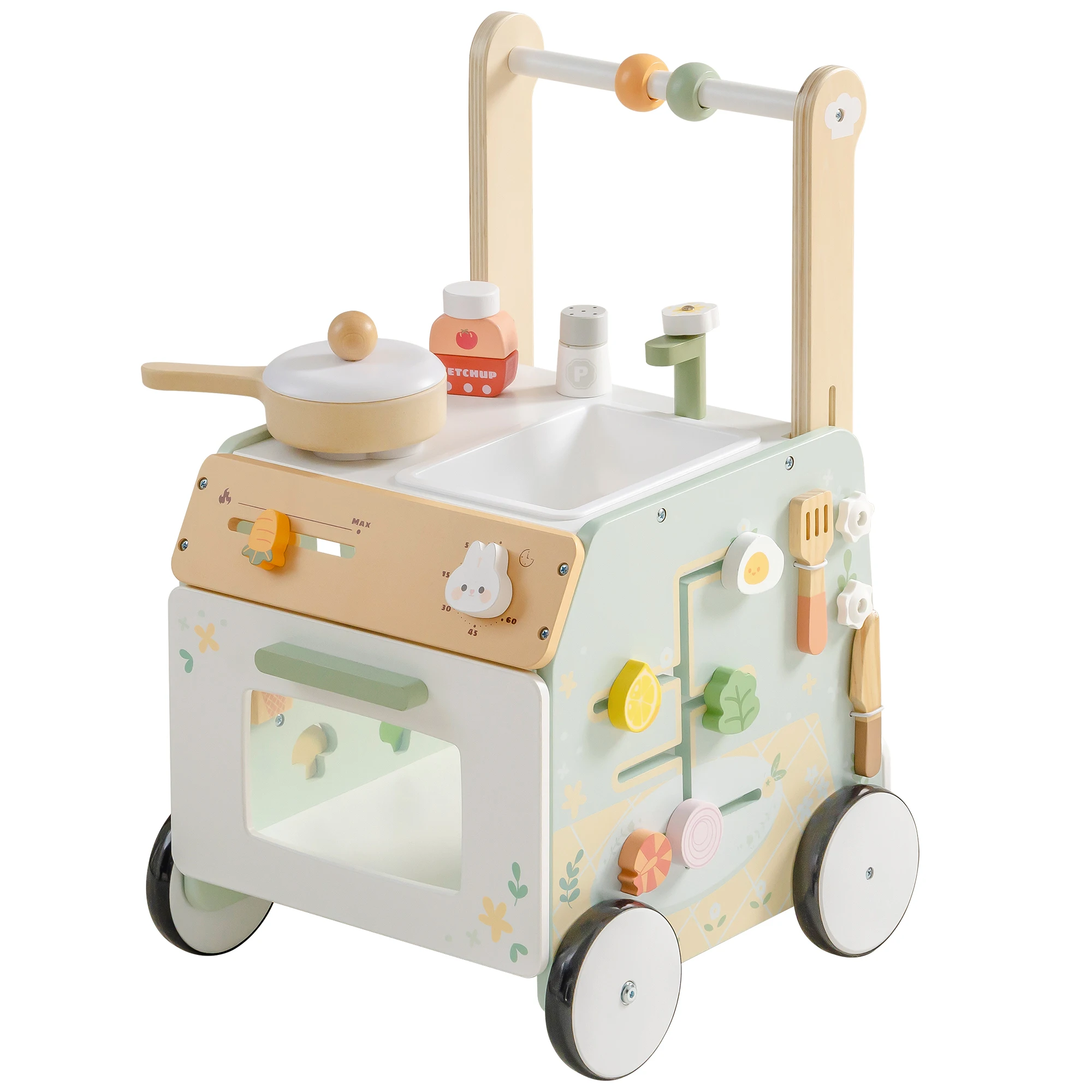 Marche-bébé en bois Robud - Jouet d'apprentissage de la marche à hauteur réglable avec contrôle de la vitesse et roues Montessori, assistant de marche robuste pour bébés de 12 mois et plus