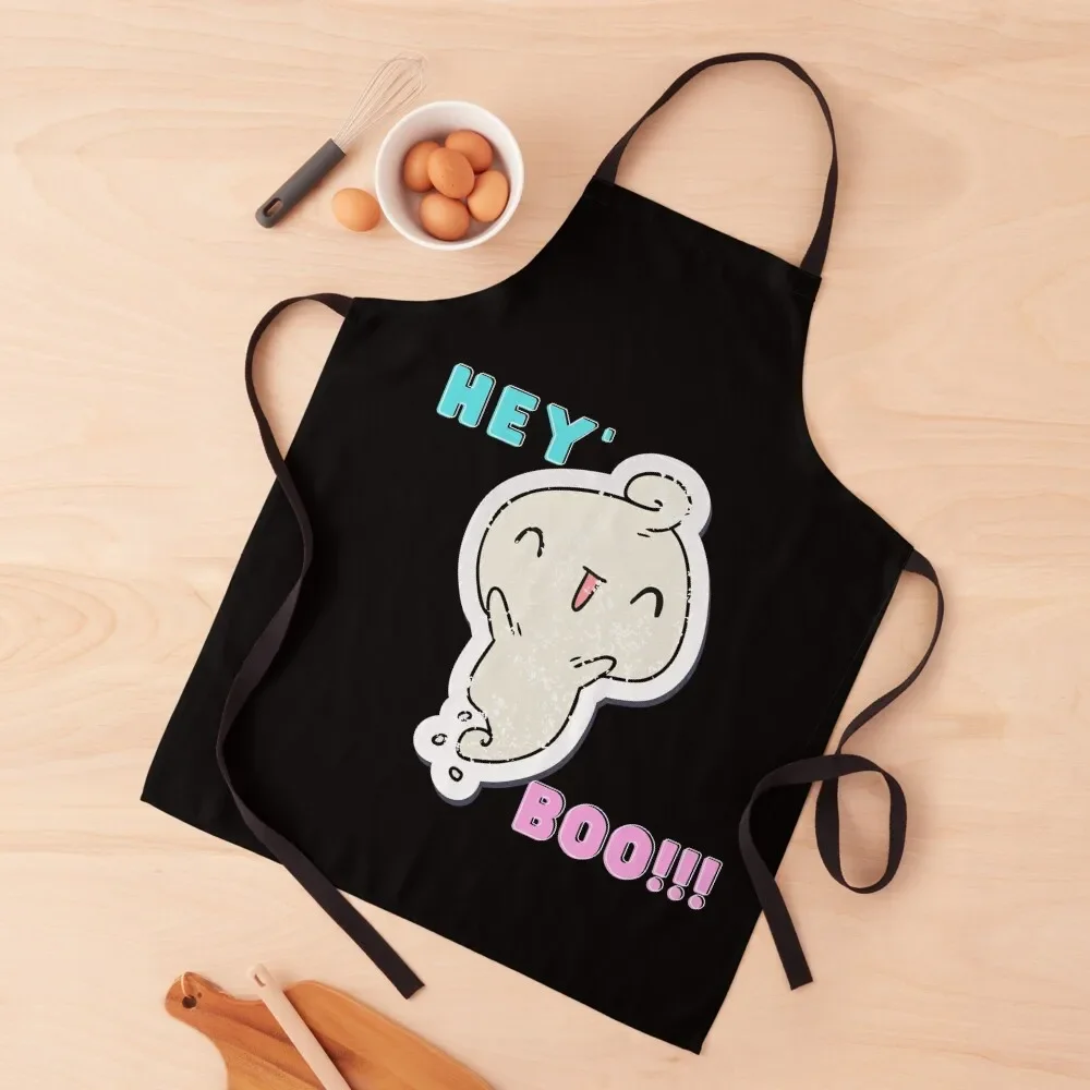 Hey Boo Cute Ghost Apron For Cosmetologist professional kitchen Custom Kitchen Tools Accessories Apron