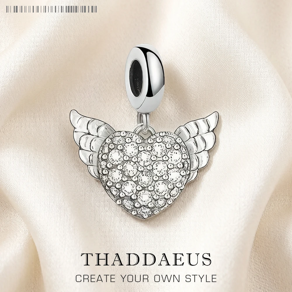 

Winged Heart Charm Pendant Europe Jewelry Findings Accessories 925 Sterling Silver Fashion Romantic Gift For Women