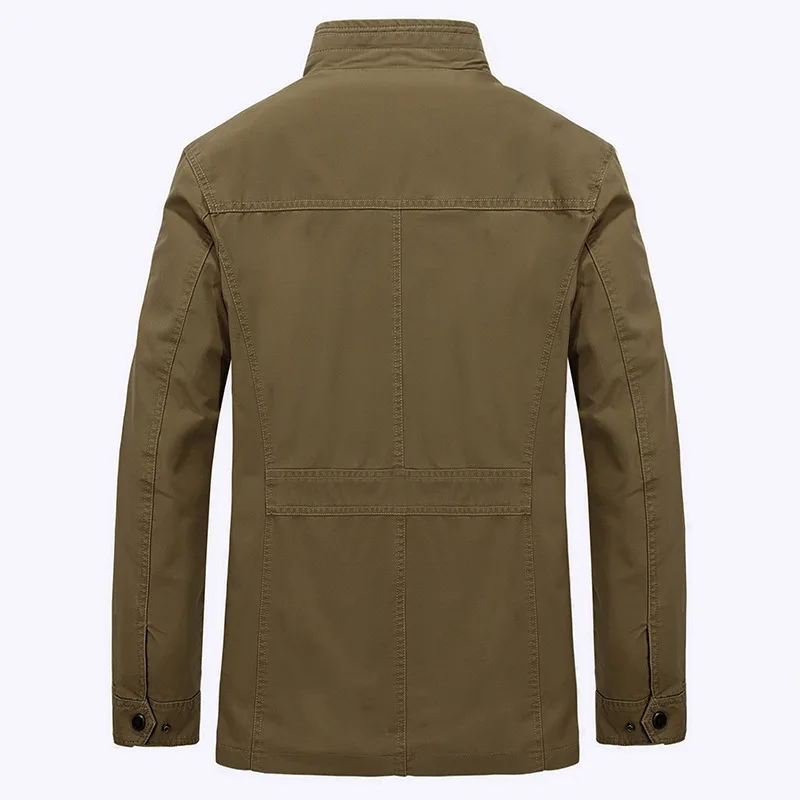 Chaqueta militar de algodón de talla grande para hombre, ropa de negocios, abrigo de ejército medio-largo, chaqueta Masculina con múltiples bolsillos, L-8XL