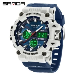 SANDA Men's Sports Watch for Men Women Quartz Digital Dual Display Watches Shock Water Resistant Camping GYM Wristwatch 6225