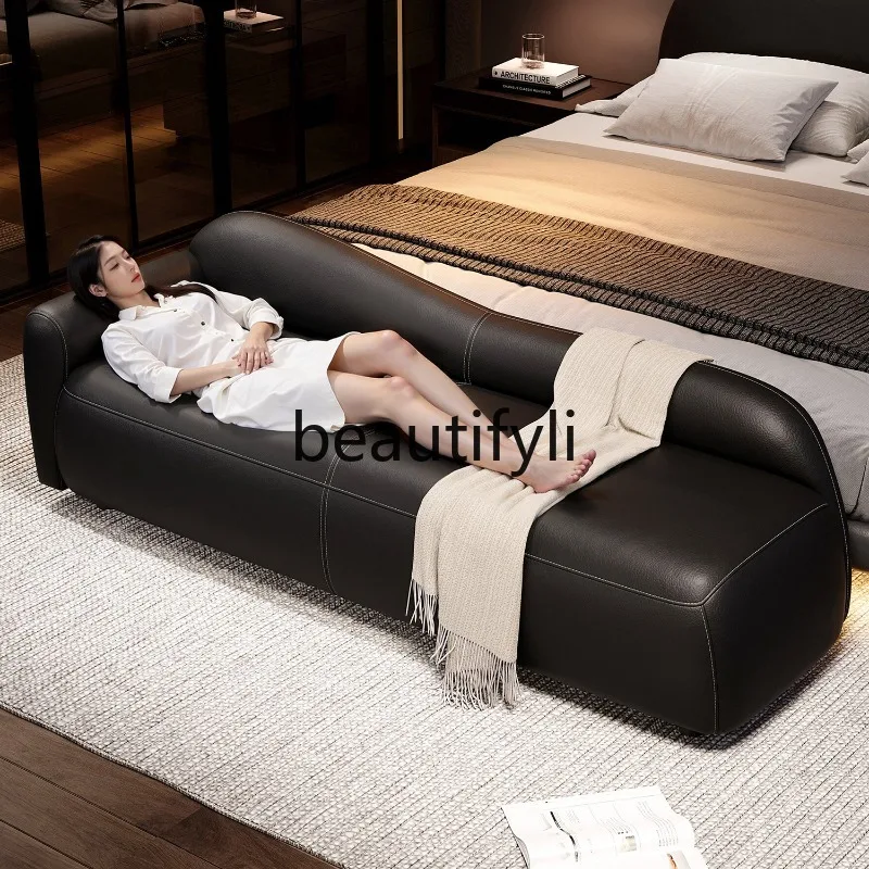 하이 엔드 홈 틈새 이탈리아 미니멀리스트 현대적인 가벼운 럭셔리 크림 스타일 마스터 침실 침대 옆 의자 소파