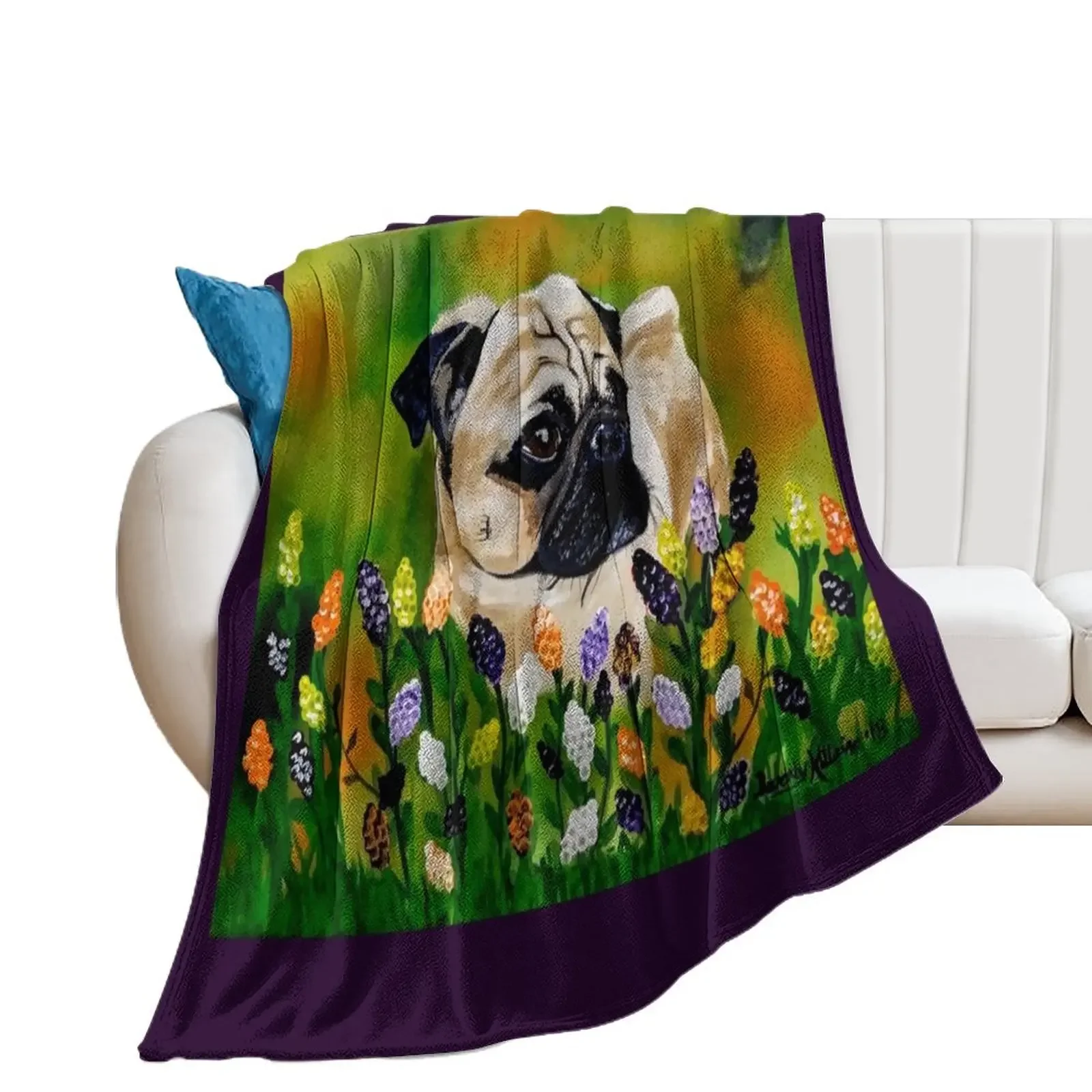 

Sweet summer pug. Throw Blanket Thermals For Travel Cute Kid'S Soft Big Blankets