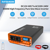 DATOUBOSS Pure Sine Wave Inverter High Power 3000W 12V 24V 36V 48V 60V to 230V EU Plug Support Remote Control