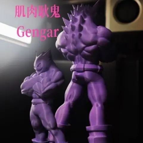 

3D Printed Buff Gengar Figure Pokemon Muscle Ghost Kawaii Anime Collectible Model Desk Home Decor Birthday Gift for Pokemon Fans