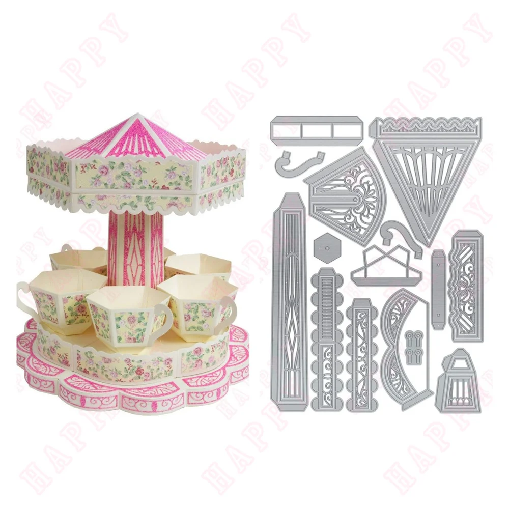 

Mosaic Metal Die Cutting Dies For DIY Scrapbooking Album Decorative Embossing DIY Paper Cards Making Twirling Tea Cups Die Set