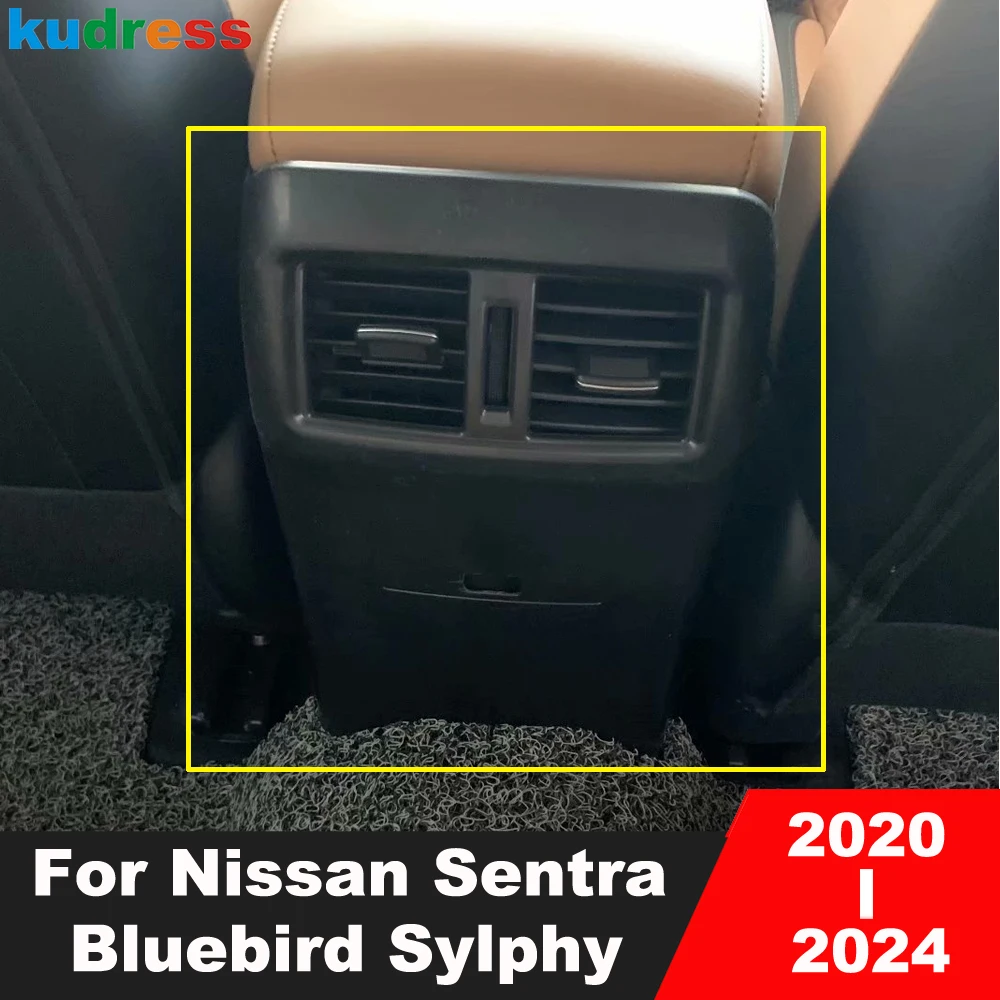 For Nissan Sentra Bluebird Sylphy 2020-2023 2024 Carbon Car Rear Seat Air Condition Vent Outlet Cover Trim Interior Accessories