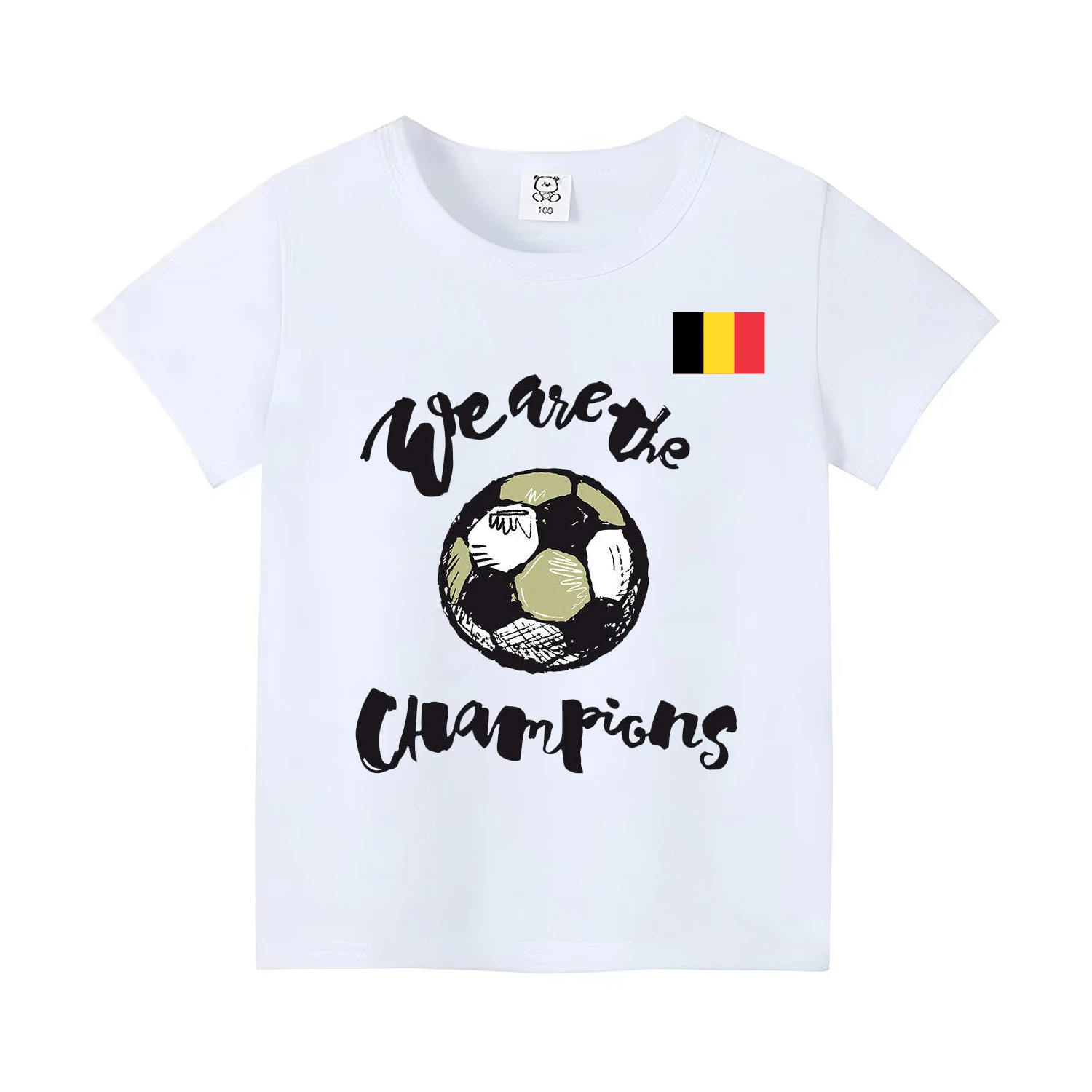 European Cup Belgium Flag 2024 Summer We Are The Champion 4-14 Years Children's Cute Boys Girls 100% Cotton Print T-Shirt Tops