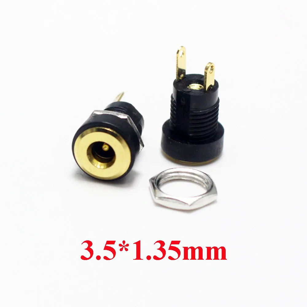 2/5pcs DC-022B Gold 3A 12v for DC Power Supply Jack Socket Female Panel Mount Connector 5.5*2.1mm 3.5*1.35 5.5*2.5 Plug Adaptor