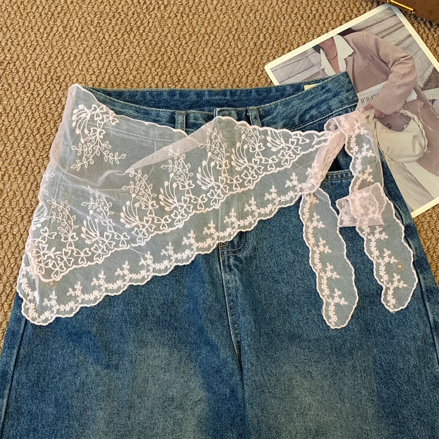 

Корейский белый кружевной треугольный ободок для волос, женский декоративный ремень-шарф для джинсов и юбок, летний и весенний кружевной платок для волос