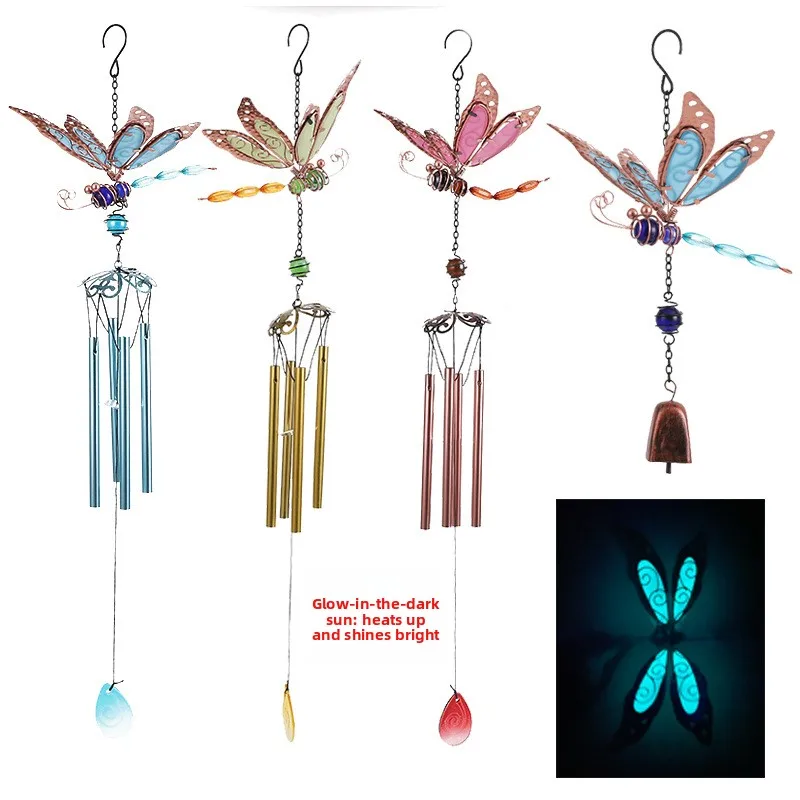 Butterfly Noctilucent Wind Chime Glow At Night Metal Windchime Outdoor Garden Porch Indoor Home Hanging Decor Yard Housewarming