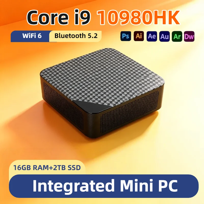

Intel i9-10980HK PC 16GB DDR4 512GB M.2 NVMe SSD Triple 4K Monitor WiFi6 BT5.2 Silent Cooling Home Office Desktop