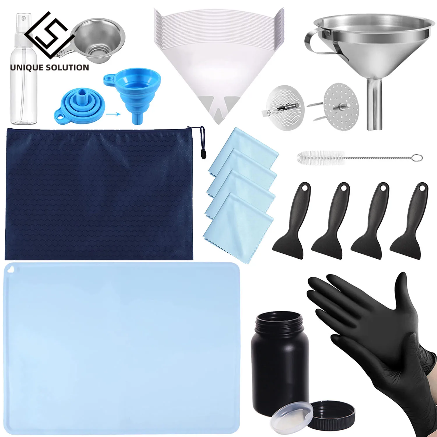 

LCD 3D Printer Accessories Tool Kits, Silicone Pad, Stainless Steel Resin Filter Metal UV Curing For LCD Cleaning Shovel