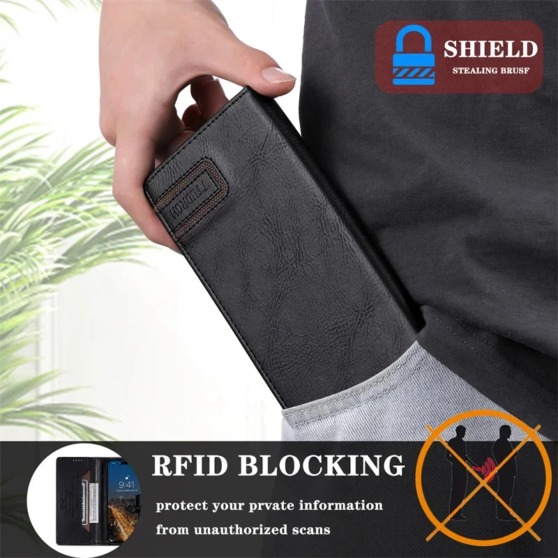For Oneplus 12 5G Flip Case RFID Block Leather Magnet Book Etui One Plus 11 11R 10T 10R 9R 8T 10 Pro ACE 2V 2 V Wallet Funda