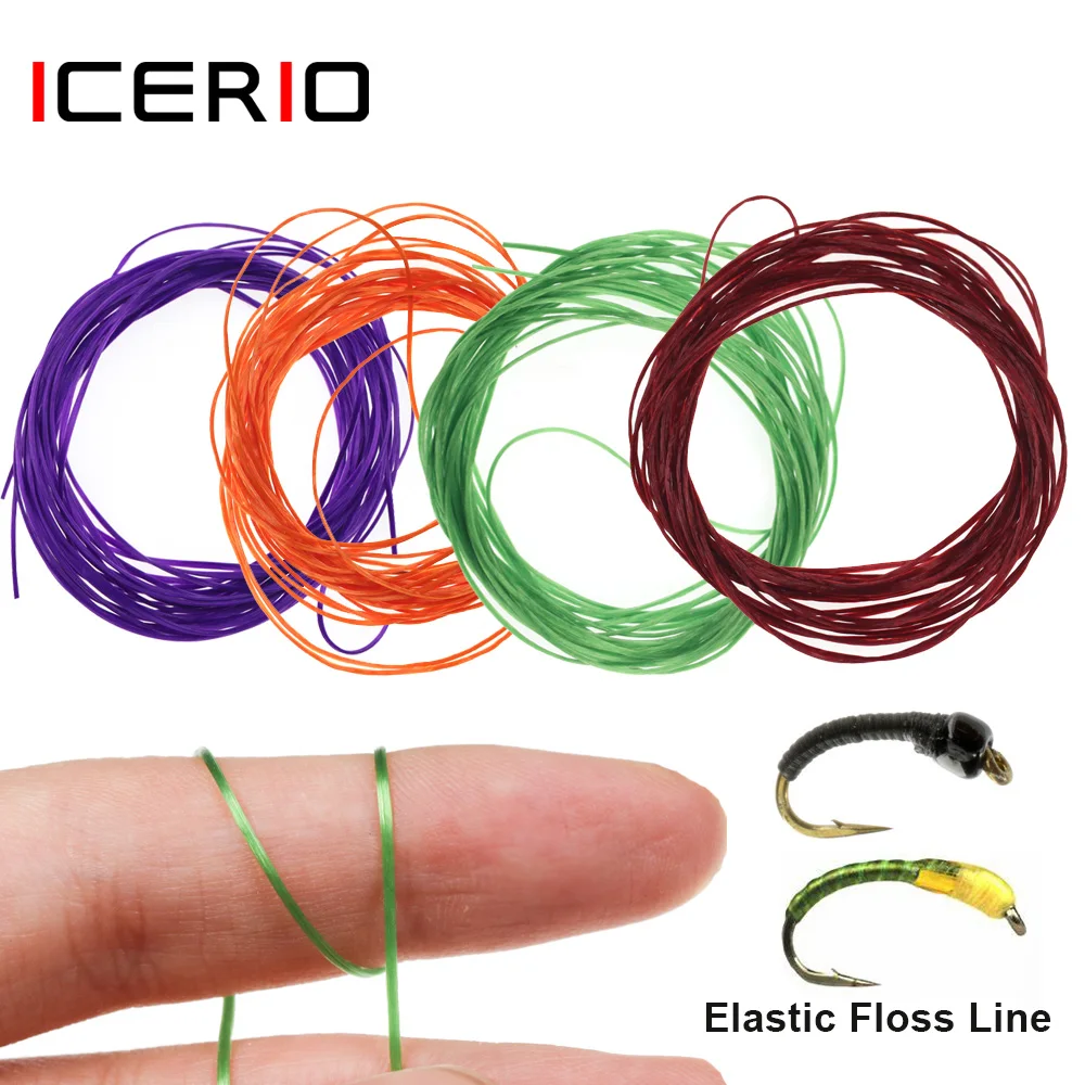 ICERIO 2bag Fly Tying Material Flexi Worm Elastic Floss Line Nymph Body Buzzer Merger Fly Stonefly Rubber Leg Fly Fishing Lures