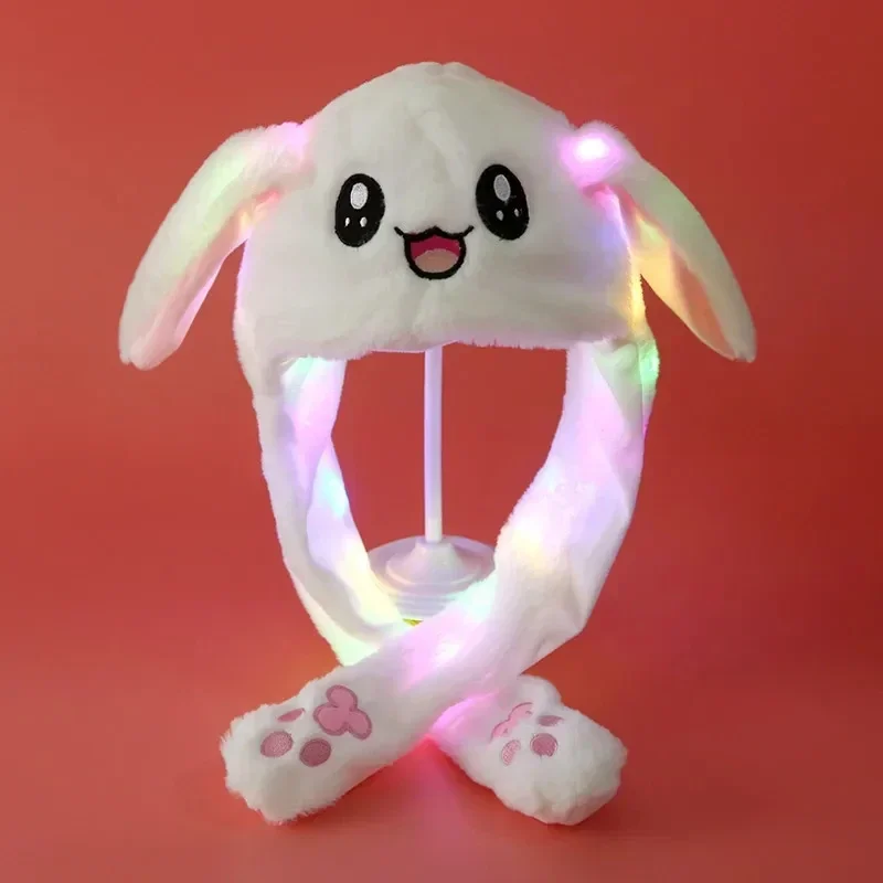 Glowing Rabbit Hats Children Plush Hat After Pressing The Paw The Ear Can Move Hair Band Decoration Prop Cosplay Adult Cute Hat