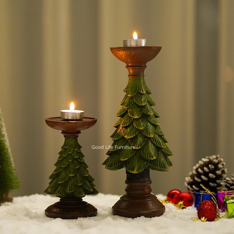 

2023 New Christmas Tree Candlestick Home Restaurant Counter Table Festive Atmosphere Decoration Candle Tray Decoration