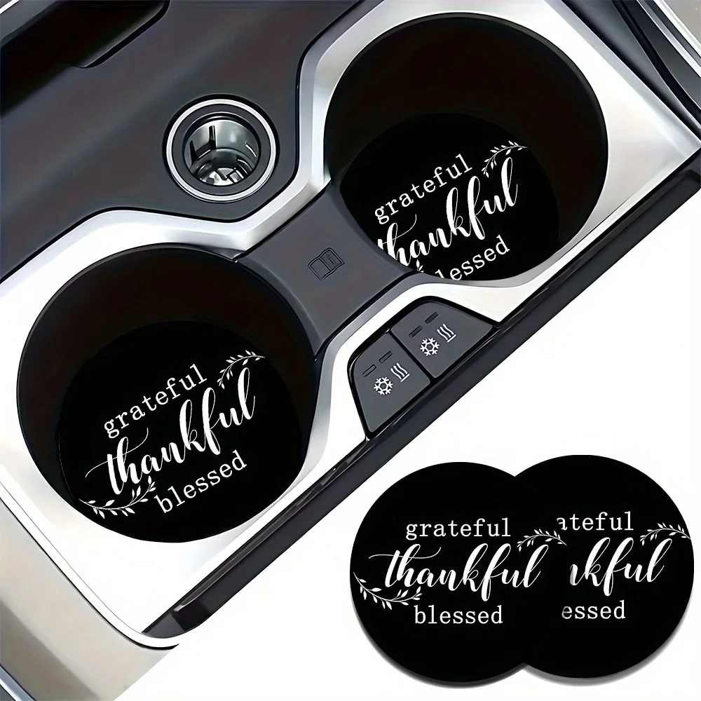 2pcs Thanksgiving Day Pattern Car Cup Coaster - Decorative Coaster For All Cars, Suitable For All Seasons, Unisex, Car Accessori