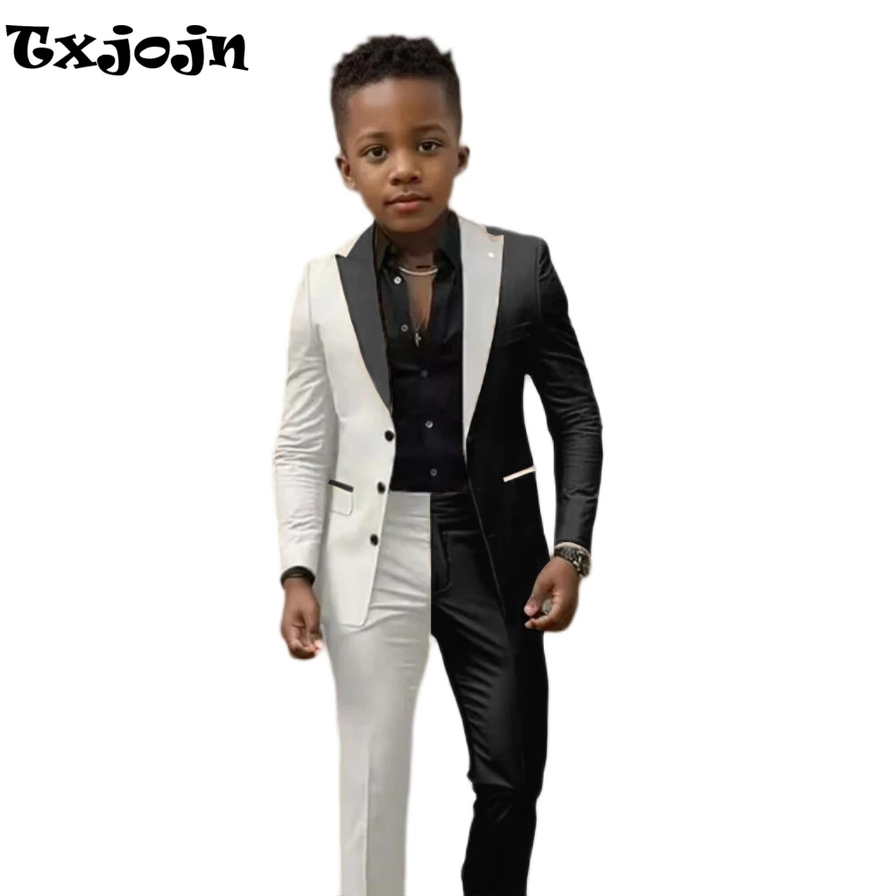 Color blocked Children's Fashionable Suit 2 Pieces Stage Performance Costumes Casual Smart Boys Tuxedo Party Outfit 2-20T