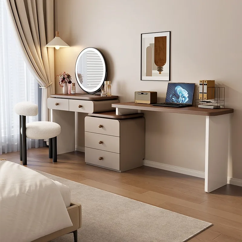 

French dresser desk two-in-one medieval cream style bedroom makeup table end of bed chest integrated