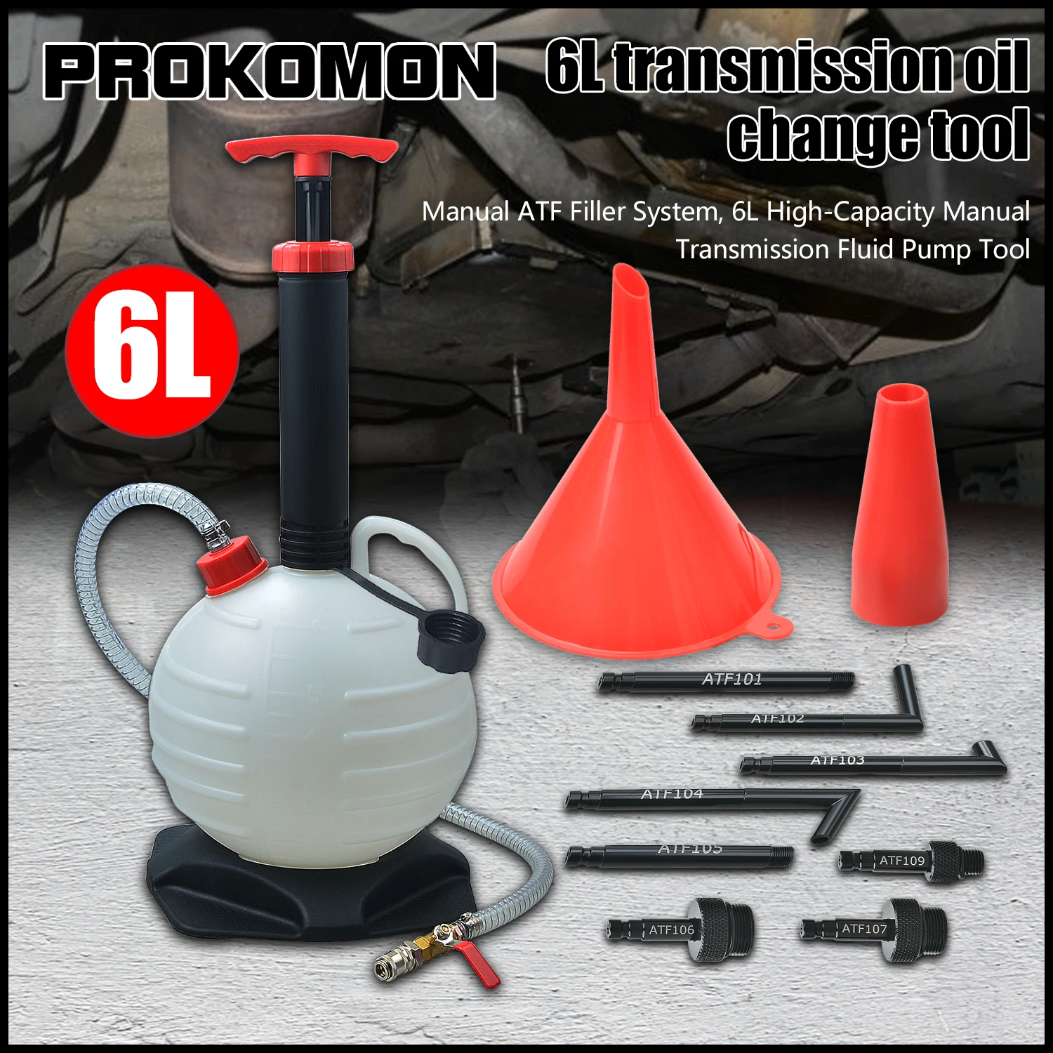 6L Hand Manual Car Transmission Fluid Oil Transfer Pump Refilling Tool Kit Auto Oil Filler Change Tool Set with 8 ATF Adapters