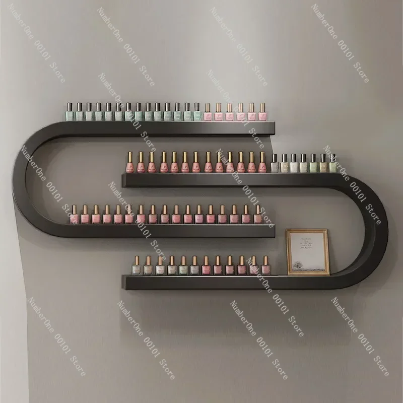 Luxury and simple U-shaped Nail Rack Nail Shop Wall Metal Storage Rack Nail Polish Cosmetics Display Wall Shelf Decoration