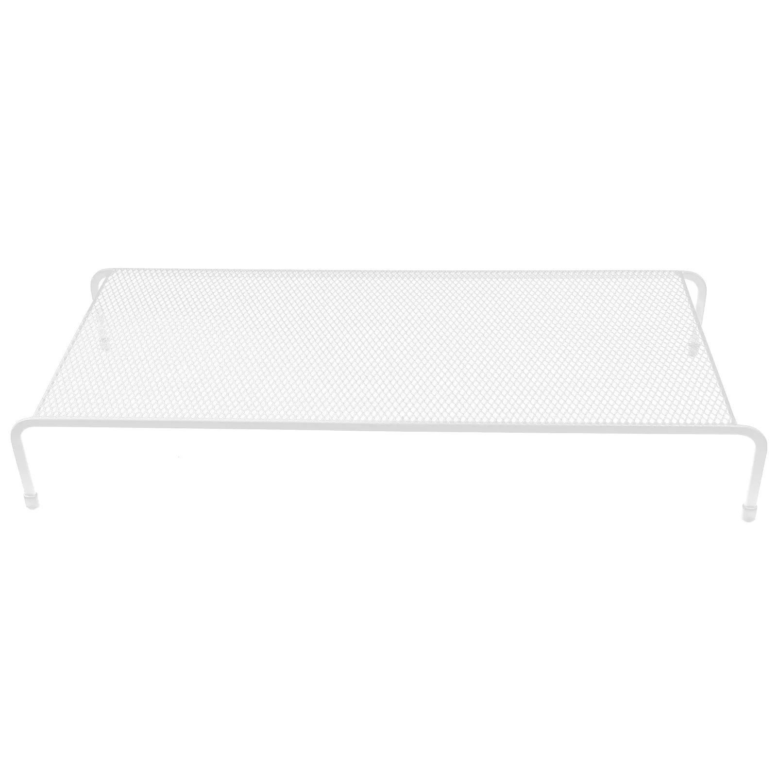 

White Single Layer Wrought Iron Monitor Stand for Desk 11 8 Inch Long Metal Computer Riser Laptop Elevator Home Office Use