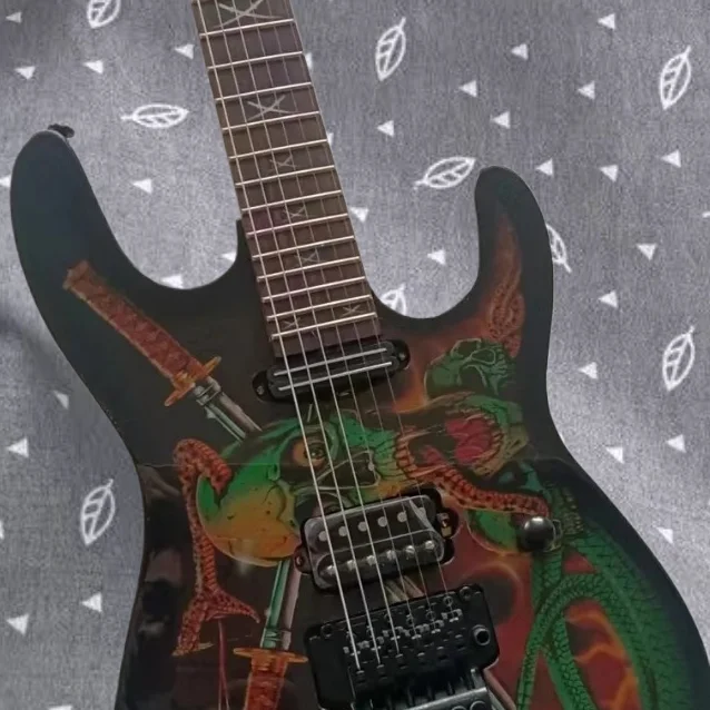 Electric guitar can be customized, factory price classic style, snake pattern, multiple colors, free and fast delivery