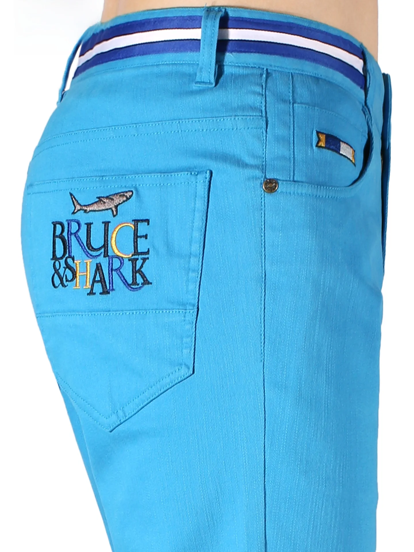 

Spring Autumn Thick Straight Leg Men's Jeans Bruce Shark Brand Embroidered Loose Fit Casual Fashion Cotton Stretch Denim