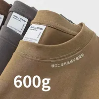 Men's and Women's 600g Heavy Cotton T-shirts Long-staple Pure Cotton Thickened Long-sleeved Three-pin High-gram Weight High-end
