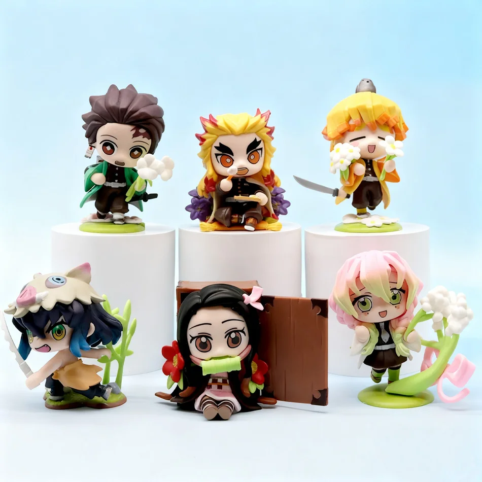 Blind Box Demon Slayer Tanjiro Kamado Nezuko Anime Cartoon Figure Creative Personalized Statue Model Ornament Surprise Gifts Box