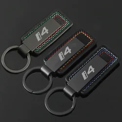 Alloy Leather Car Key Rings Rope KeyChain Buckle for BMW I4 Logo E83 E93 F25 G20 G21 Car Fashion Keyrings Gifts Key Accessory