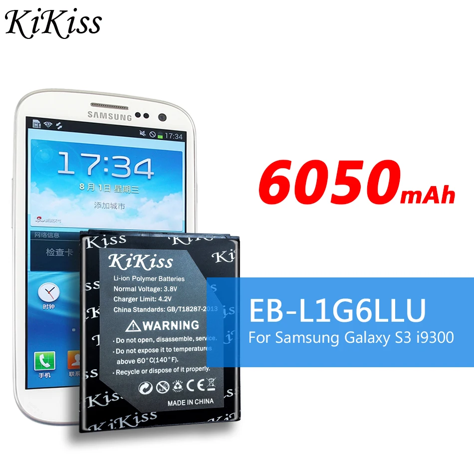 KiKiss Battery For Samsung Galaxy S2 S3 Mini S4 S5 Ace 2 GT I8190 I8160 I9100 i9300 i9500 i9505 G900F G900 EB425161LU EB-L1G6LLU