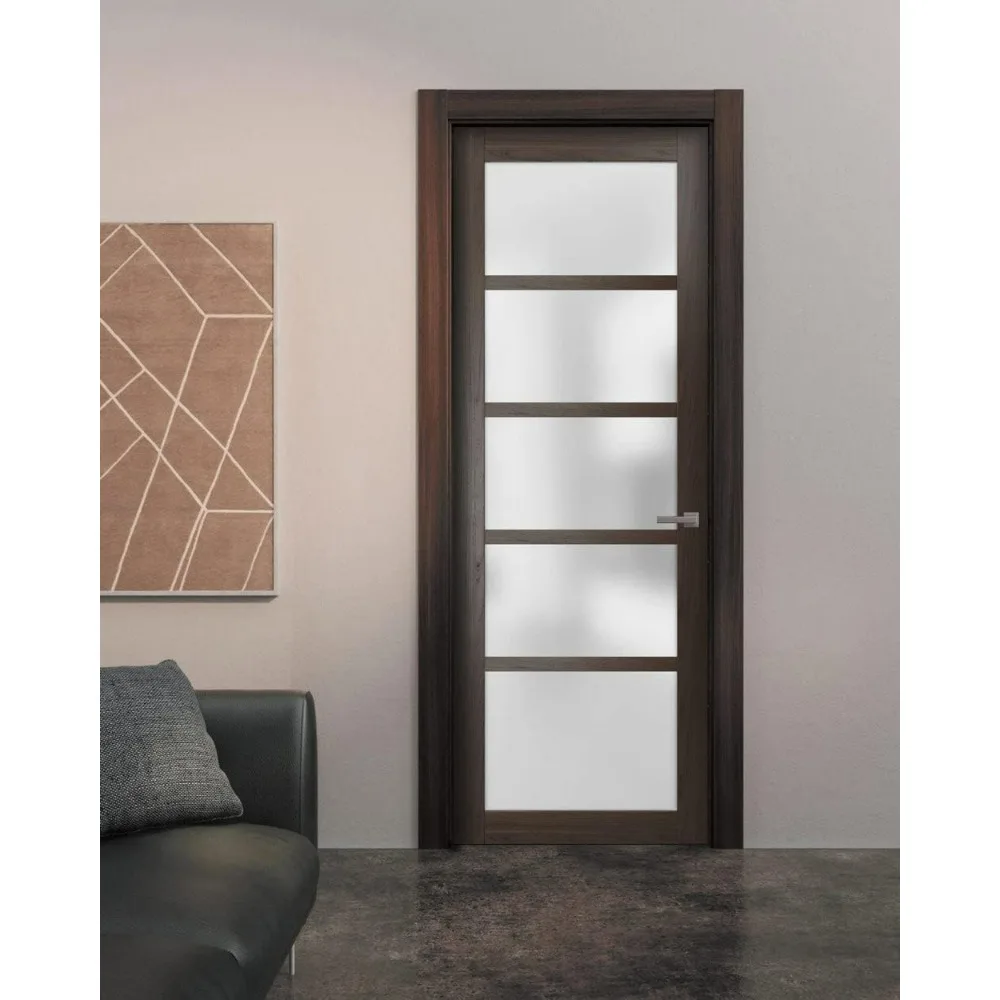 

Solid French Door Frosted Glass 36 x 84 inches ，Single Regular Panel Frame Trims Handle | Bathroom Bedroom Sturdy Doors